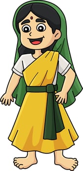 Diwali Sita Cartoon Colored Clipart Illustration vector