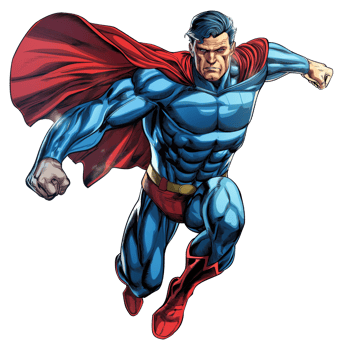 Bold Comic Book Hero A dynamic, masking figure stands poised for action on a clear, transparent background. Vibrant colors and intricate details capture the timeless essence of a classic superhero. png