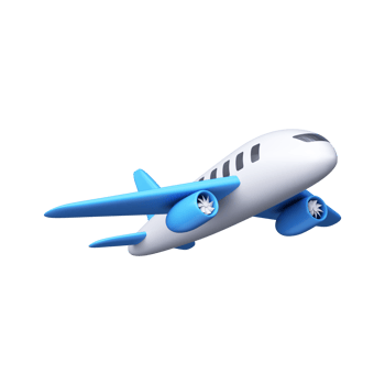3d airplane icon in cartoon style. png