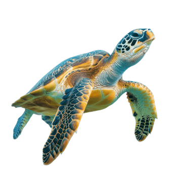 A Playful Sea Turtle in Ocean Waters. A lively sea turtle glides gracefully through the blue expanse of its aquatic home. png