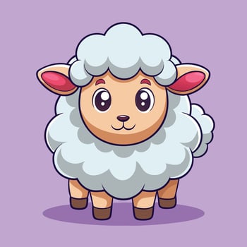cartoon sheep with big eyes and a purple background vector