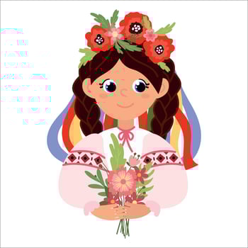 Ukrainian girl in national costume vector