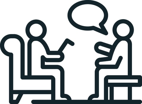 Psychologist listening to patient talking about problems during therapy session vector