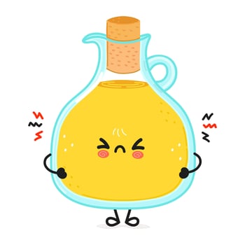 Cute angry Olive oil character. hand drawn cartoon kawaii character illustration icon. Isolated on white background. Sad Olive oil character concept vector