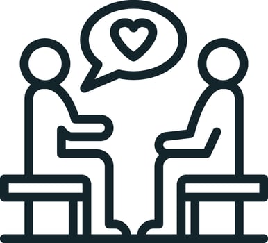 Couple therapy session with psychologist listening to patient talking about love vector
