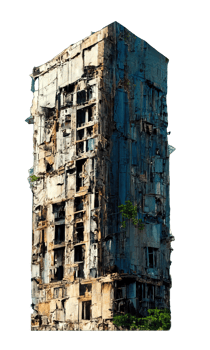 Towering Ruins Amid a Transparent Expanse Apocalyptic High-Rise Echoes Lost Glory . png