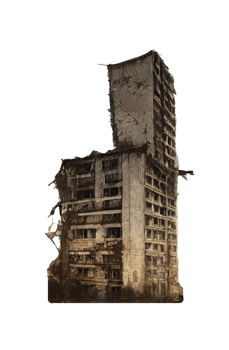 Ethereal Ruined Skyscraper Against Clear Sky png