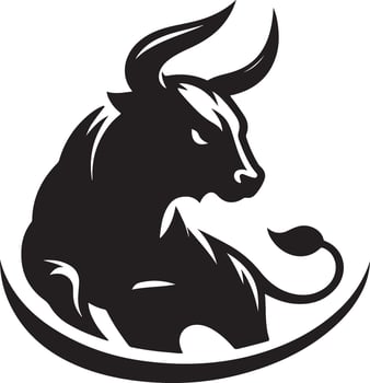 Black bull silhouette illustration vector