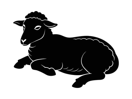 Black sheep silhouette on white background vector