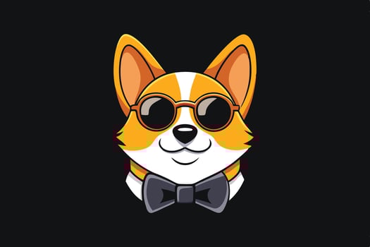 A dog emotional head in sunglasses. vector