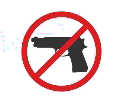 Gun Not Allowed Icon Sign, Weapons Prohibited symbol. vector