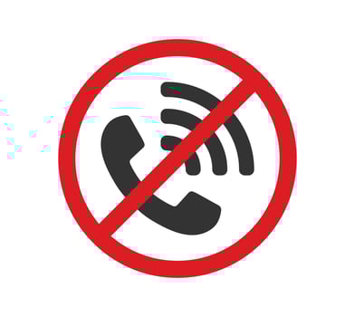 Noise prohibition symbol sign, keep quiet, observe silence icon. old phone 2 vector