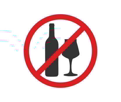 No alcohol icon symbol sign. glass and bottle vector