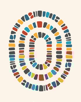 Colorful hand drawn abstract square Mosaic pebble stone vector