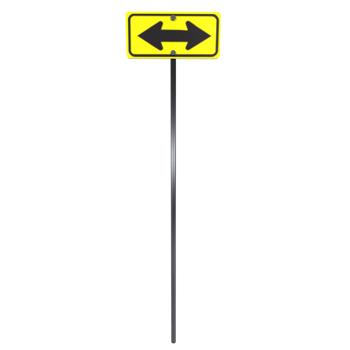 3D rendering of a directional road sign with arrows pointing both ways png