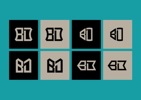 BD minimalist and classic logo set design. BD monogram polygonal and circle shape . vector