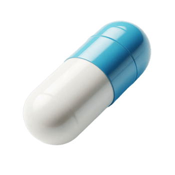 A pill with a blue cap on it png