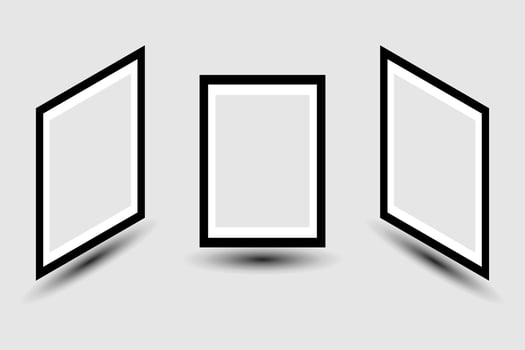 Blank black photos frames old paper design. vector