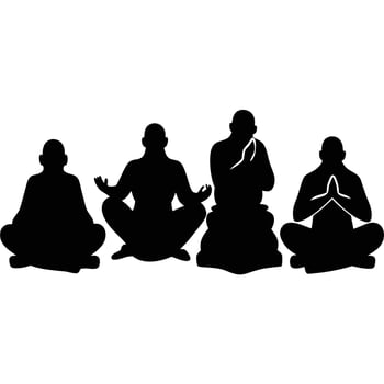 Silhouette Group of Six Philosophers in Deep Contemplation vector