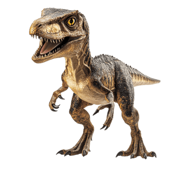 Dinosaur standing and roaring. Prehistoric predator velociraptor, full body view png