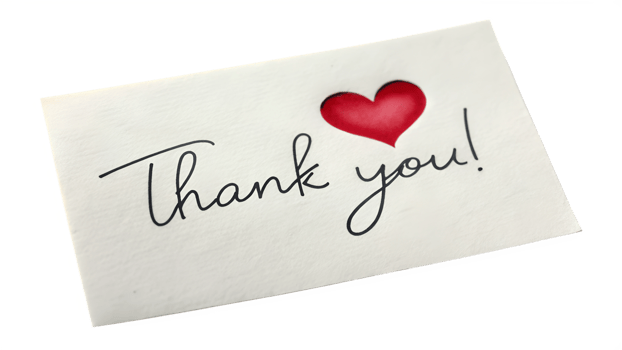 Heart design thank you card on white transparent png
