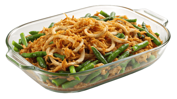 Crispy onion-topped green bean casserole transparent png