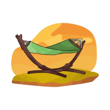 illustration of green hammock for relaxing vector