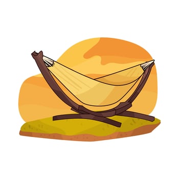 yellow hammock for relaxing vector