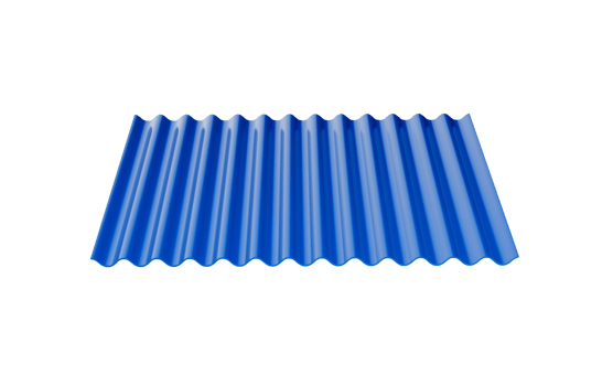 3d Blue Metallic Corrugated Galvanised Iron For Roof Sheet 3d Illustration png