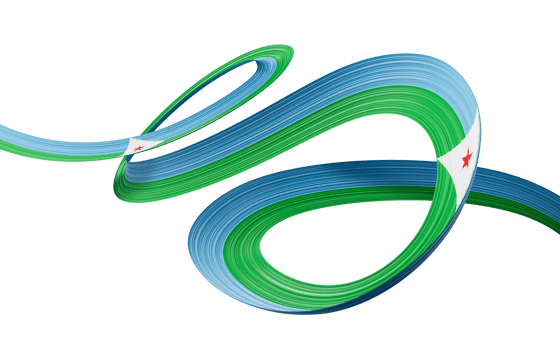 3d Flag Of Djibouti 3d Wavy Shiny Djibouti Ribbon 3d Illustration png