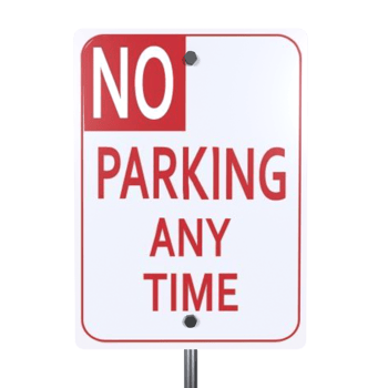 No parking sign with clear instructions for drivers at any time png