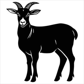 A black silhouette goat on a white background vector