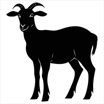 A black silhouette goat on a white background vector