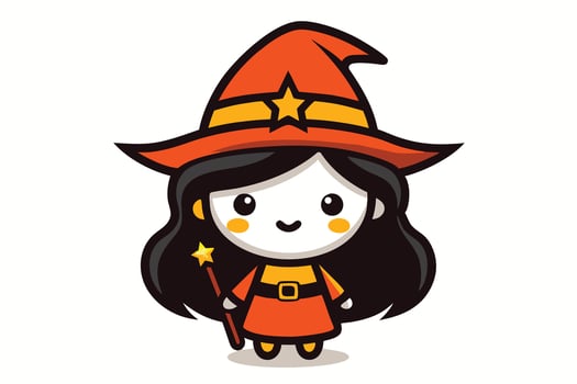 HHalloween kawai girl witch illustration vector