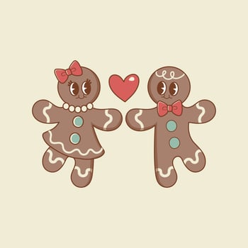 cute christmas illustration of ginger cookies as a cute couple vector