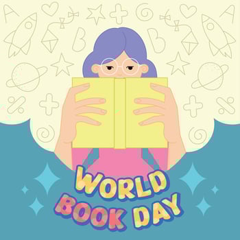 Worl book day poster Woman reading vector
