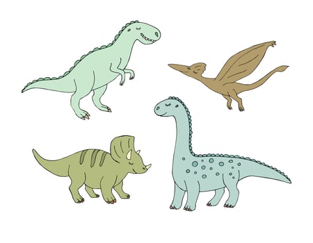 Set of different dinosaur vector