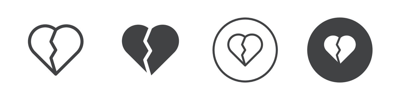 Broken heart icon logo outline vector