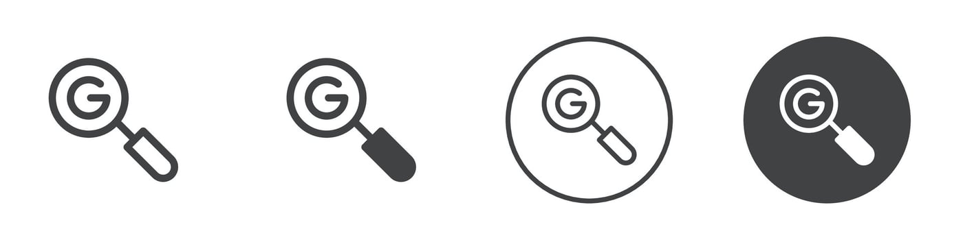 Search Console magnifying glass icon logo outline vector