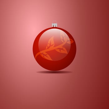 Christmas ball red and leaf vector