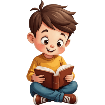 young boy is sitting on the floor reading book png