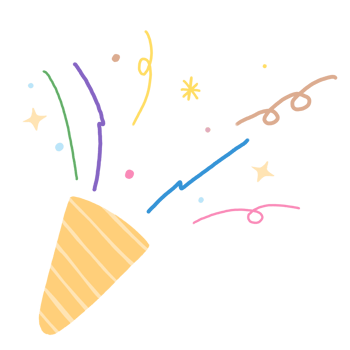 a colorful confetti cone with a stream of confetti png