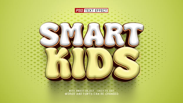 smart kids 3d text effect psd