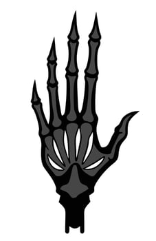 A Black Skeleton Hand with Sharp Bone Detail. Gothic Halloween Art vector