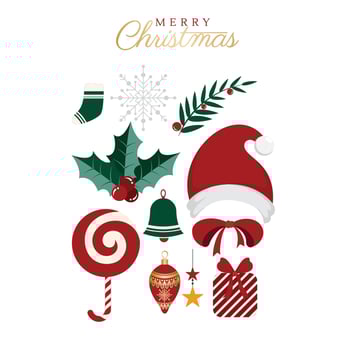 Christmas elements icon set design. Christmas animal and leaves icon collection vector