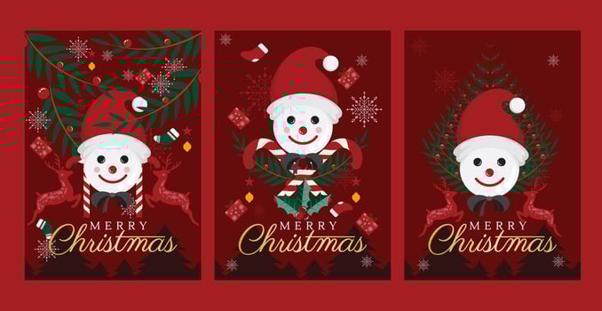 Modern minimalist style Christmas greeting card. Snow Christmas background and Christmas elements vector
