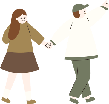 A boy holds a girl hand png
