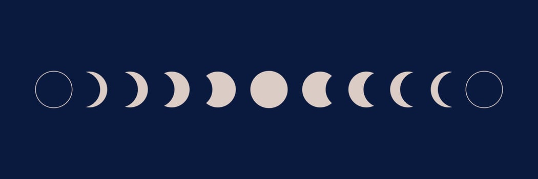 Phases of moon infographic. New, Full, Waning Crescent, First and Last Quarter moon vector