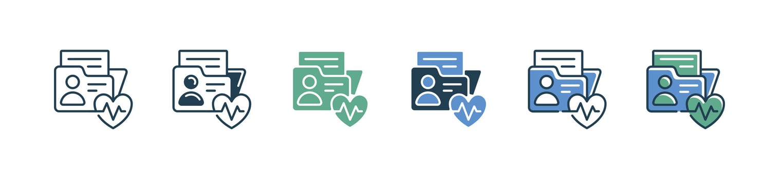 medical check-up diagnosis data information icon set cardiology heartbeat health care report with people sign illustration vector