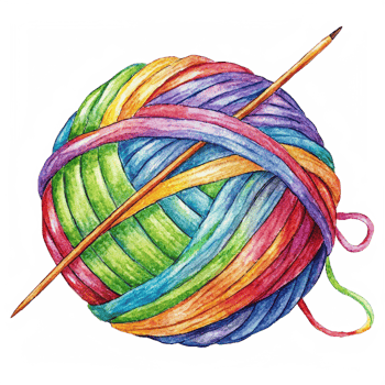 Colorful Yarn Ball with Needles for Knitting png
